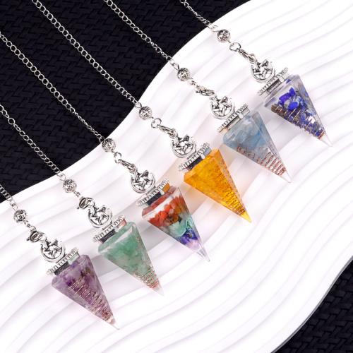Gemstone Pendulum, with Resin & Tibetan Style, Geometrical Pattern, polished, different materials for choice & Unisex, Sold By PC