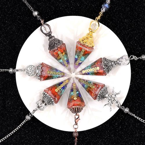 Natural Gravel Pendulum, with Resin & Tibetan Style, Geometrical Pattern, Unisex & different styles for choice, Sold By PC