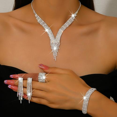 Tibetan Style Jewelry Set, plated, different styles for choice & for woman & with rhinestone, Sold By Set