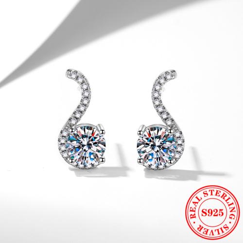 925er Sterling Silber Ohrstecker, platiniert, verschiedenen Materialien für die Wahl & Micro pave Zirkonia & für Frau, verkauft von Paar