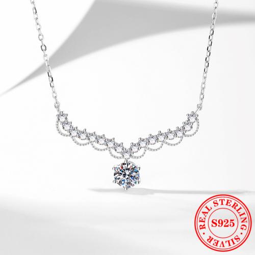 Argent sterling 925 collier, avec 2inch chaînes de rallonge, Plaqué de platine, différents matériaux pour le choix & pavé de micro zircon & pour femme, Longueur:Environ 15.7 pouce, Vendu par PC