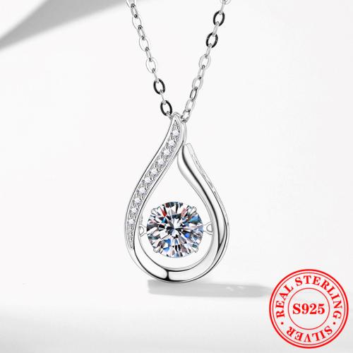 Plata de ley 925 collar, con 2inch extender cadena, chapado en platina real, diferentes materiales para la opción & micro arcilla de zirconia cúbica & para mujer, longitud:aproximado 15.7 Inch, Vendido por UD