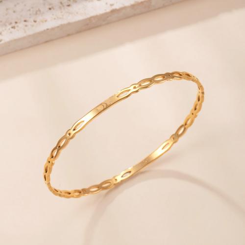 304 Stainless Steel Bangle, 18K gold plated, different styles for choice & for woman & hollow, Sold By PC