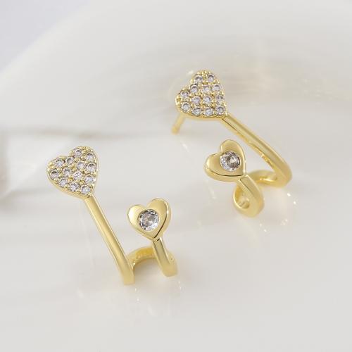 Cúbicos Circonia Pendiente Latón Micro pavimenta, metal, chapado en color dorado, Joyería & micro arcilla de zirconia cúbica & para mujer, Vendido por Par