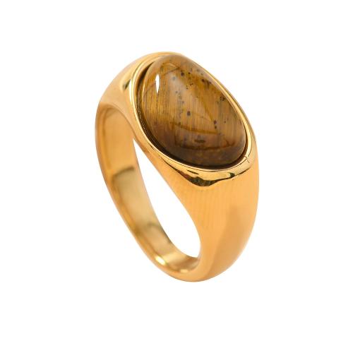 acero inoxidable 304 anillo, con Piedra natural, 18K chapado en oro, Joyería & unisexo, Vendido por UD