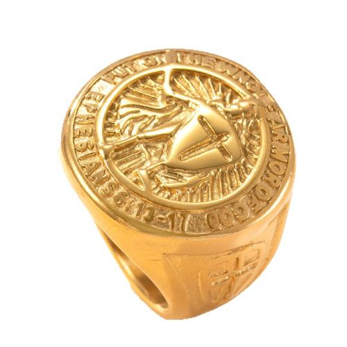 304 Stainless Steel Finger Ring, plated, fashion jewelry & different size for choice & for man, golden, Sold By PC