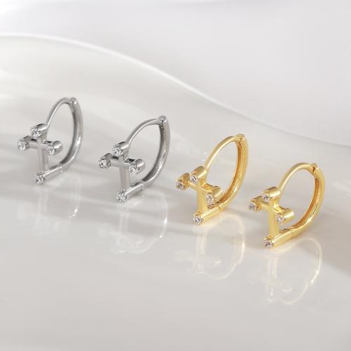 Befestiger Zirkonia Messing Ohrring, plattiert, Modeschmuck & Micro pave Zirkonia & für Frau, keine, verkauft von Paar