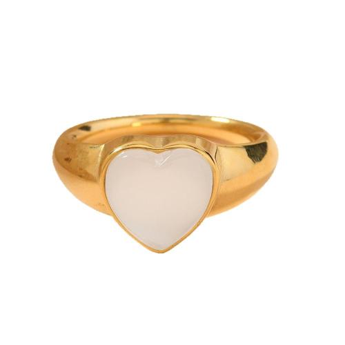 acero inoxidable 304 anillo, con Piedra natural, 18K chapado en oro, Joyería & diverso tamaño para la opción & para mujer, Vendido por UD