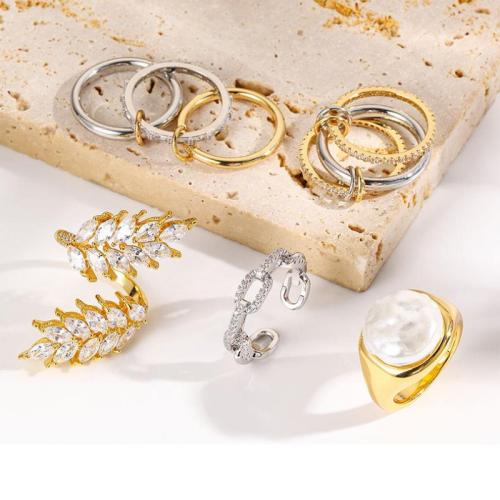 Cúbicos Circonia Micro Pave anillo de latón, metal, chapado, diferentes estilos para la opción & micro arcilla de zirconia cúbica & para mujer, Vendido por UD