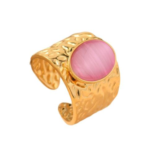 acero inoxidable 304 Anillo de dedo Cuff, con Piedra natural, chapado en color dorado, Joyería & para mujer, más colores para la opción, Vendido por UD