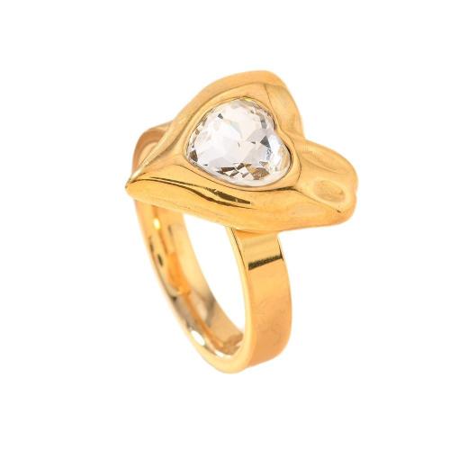 Stainless Steel Finger Ring, 304 Stainless Steel, with Natural Stone, gold color plated, fashion jewelry & different size for choice & for woman, more colors for choice, Sold By PC