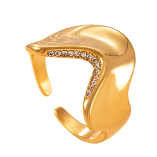 Anillo de dedo acero inoxidable del Rhinestone, acero inoxidable 304, chapado, Joyería & para mujer & con diamantes de imitación, más colores para la opción, Vendido por UD