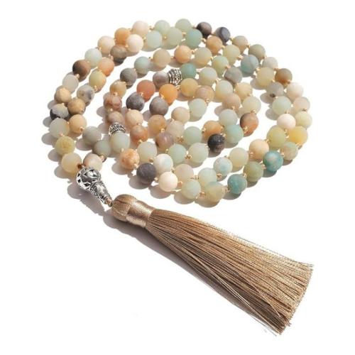 Sweater Chain Necklace, Tibetan Style, with Cotton Thread & Gemstone, polished, fashion jewelry & for woman, Length:Approx 85 cm, Sold By PC