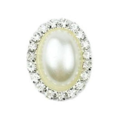 Hair Accessories DIY Findings, ABS Plastic Pearl, plated, with rhinestone, 10PCs/Bag, Sold By Bag