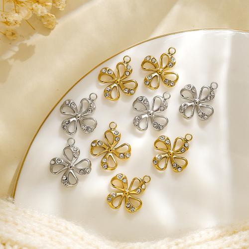 Edelstahl Schmuck Anhänger, 304 Edelstahl, vierblättriges Kleeblatt, plattiert, DIY & mit Strass, keine, 10PCs/Tasche, verkauft von Tasche