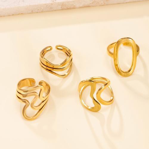 Stainless Steel Finger Ring, 304 Stainless Steel, 18K gold plated, different styles for choice & for woman & hollow, Sold By PC