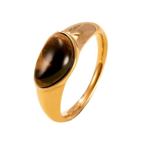 Stainless Steel Finger Ring, 304 Stainless Steel, with Natural Stone, 18K gold plated, fashion jewelry & different materials for choice & Unisex, US Ring Size:9, Sold By PC