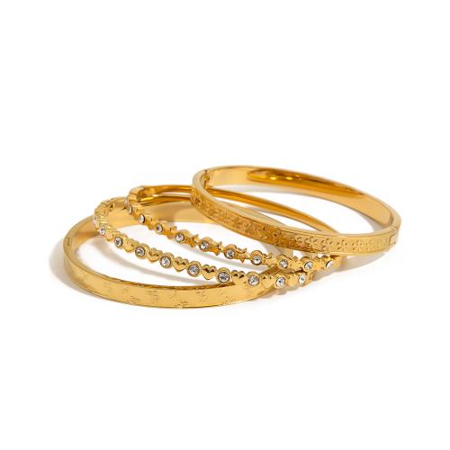 Bracelet en acier inoxydable, Acier inoxydable 304, Plaqué or 18K, styles différents pour le choix & pour femme & avec strass, Vendu par PC