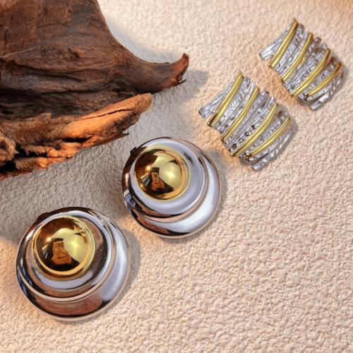 Stainless Steel Stud Earrings, 304 Stainless Steel, plated, different styles for choice & for woman & two tone, Sold By Pair