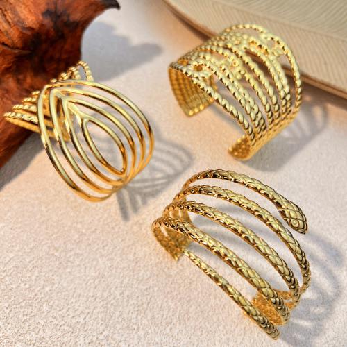 Brazalete del acero inoxidable, acero inoxidable 304, chapado, diferentes estilos para la opción & para mujer & hueco, dorado, Vendido por UD