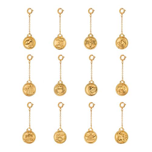 Colgantes de Acero Inoxidable, acero inoxidable 304, Esférico, chapado, joyas constelación & Bricolaje & diferentes patrones para la opción & con diamantes de imitación, dorado, Vendido por UD