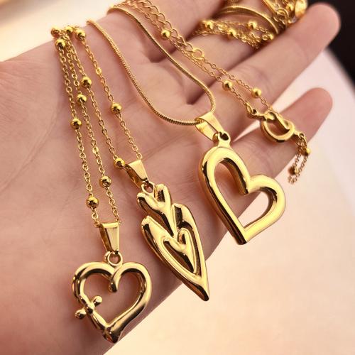 Stainless Steel Jewelry Necklace, 304 Stainless Steel, plated, fashion jewelry & different styles for choice & for woman, golden, Sold By PC