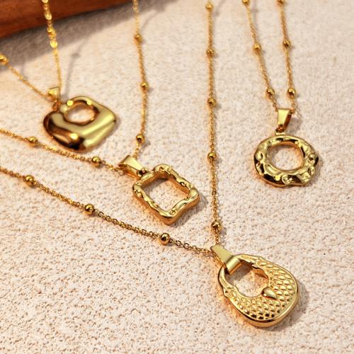 Stainless Steel Jewelry Necklace, 304 Stainless Steel, 18K gold plated, different styles for choice & for woman & hollow, Sold By PC