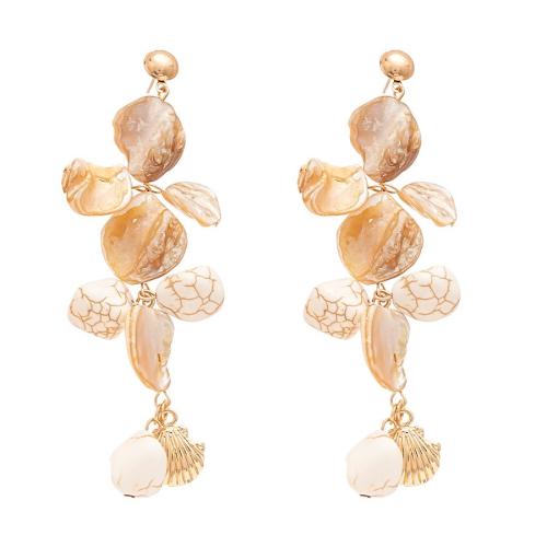 Boucles d'oreilles coquillage, alliage de zinc, avec coquille, bijoux de mode & pour femme, couleur de café, Vendu par paire