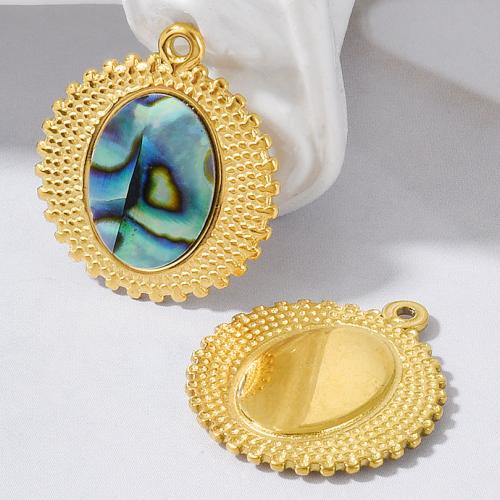 Acier inoxydable 304 Pendentif, avec coquille blanche & coquille d'ormeau, Placage, DIY, plus de couleurs à choisir, 10PC/sac, Vendu par sac
