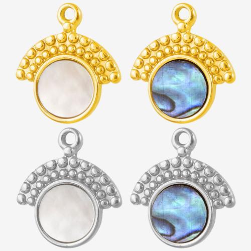 Acier inoxydable 304 Pendentif, avec coquille blanche & coquille d'ormeau, Placage, DIY, plus de couleurs à choisir, 10PC/sac, Vendu par sac