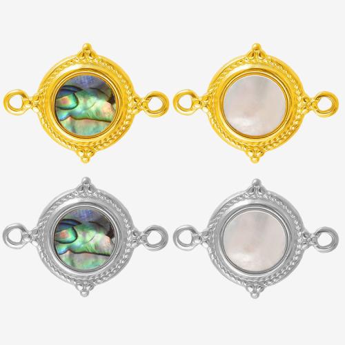 Acier inoxydable 304 Pendentif, avec coquille blanche & coquille d'ormeau, Placage, DIY & double trou, plus de couleurs à choisir, 10PC/sac, Vendu par sac