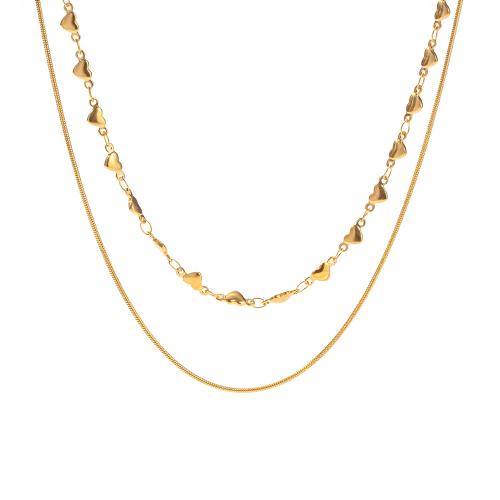 Multi Layer Necklace, 304 Stainless Steel, plated, Double Layer & fashion jewelry & for woman, more colors for choice, Sold By PC