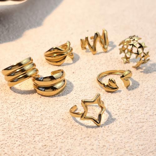 Stainless Steel Finger Ring, 304 Stainless Steel, 18K gold plated, fashion jewelry & different styles for choice & for woman, Sold By PC
