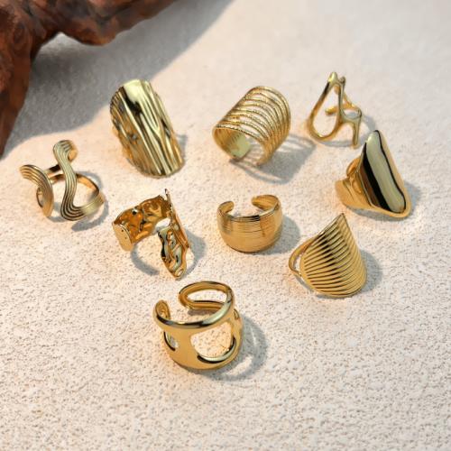 Stainless Steel Finger Ring, 304 Stainless Steel, plated, fashion jewelry & different styles for choice & for woman, golden, Sold By PC