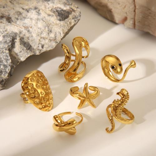 Stainless Steel Finger Ring, 304 Stainless Steel, plated, fashion jewelry & different styles for choice & for woman, golden, Sold By PC
