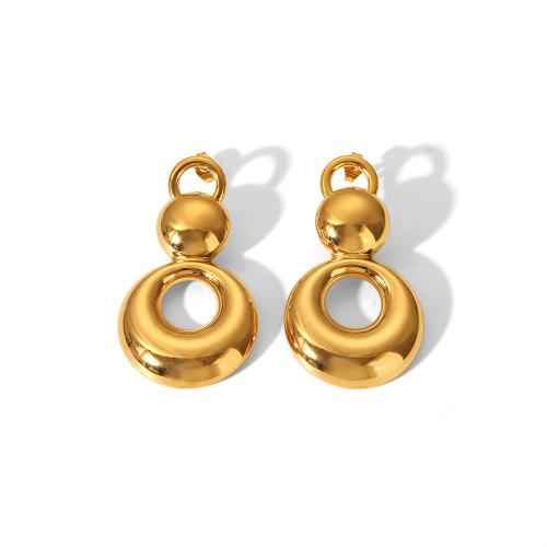 Stainless Steel Drop Earring, 304 Stainless Steel, Calabash, plated, fashion jewelry & for woman & hollow, golden, Sold By Pair