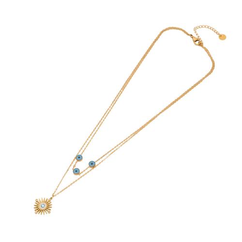 Rhinestone Edelstahl Schmuck Set, 304 Edelstahl, plattiert, verschiedene Stile für Wahl & für Frau & Emaille & mit Strass, goldfarben, verkauft von PC