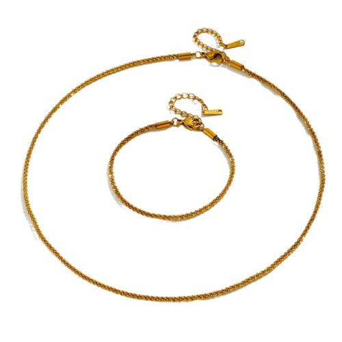 Edelstahl Schmucksets, 304 Edelstahl, plattiert, Modeschmuck & verschiedene Stile für Wahl & für Frau, keine, Necklace :45cm;Bracelet :16cm., verkauft von PC