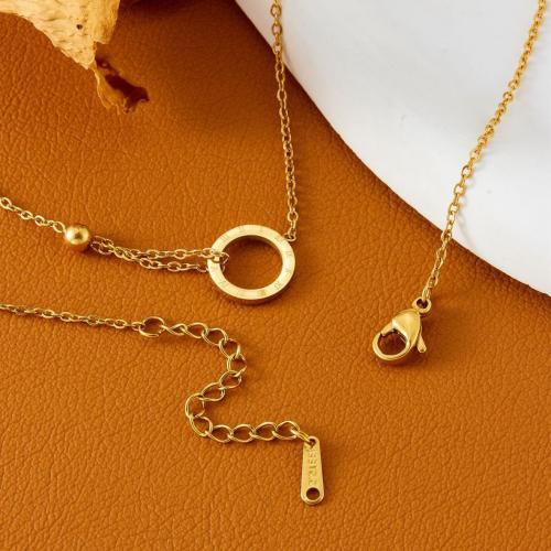 Stainless Steel Jewelry Necklace, 304 Stainless Steel, plated, fashion jewelry & for woman & hollow, golden, Length:Approx 41-50 cm, Sold By PC