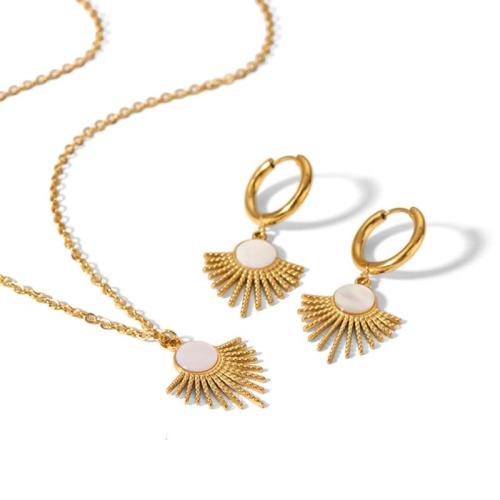 Fashion Stainless Steel Jewelry Sets, 304 Stainless Steel, with Lapis Lazuli, plated, fashion jewelry & different styles for choice & for woman, golden, Sold By PC