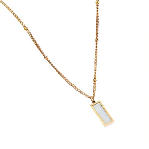 Edelstahl Schmuck Halskette, 304 Edelstahl, mit Weiße Muschel, Modeschmuck & verschiedenen Materialien für die Wahl & für Frau, goldfarben, Länge:ca. 41-50 cm, verkauft von PC