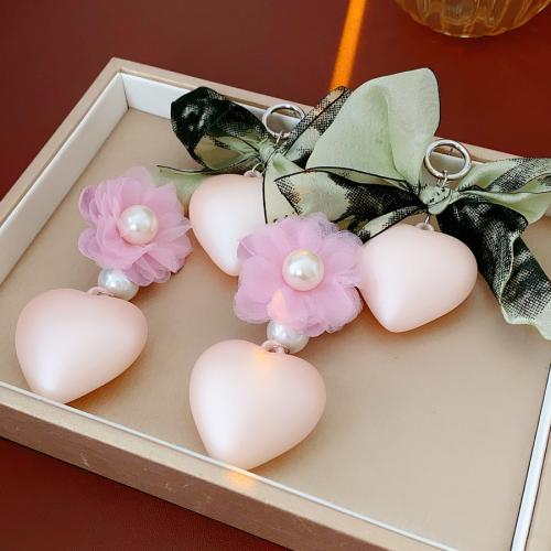 Acrylic Drop Earring, with Chiffon, Heart, different styles for choice & for woman, 40x96mm, Sold By Pair