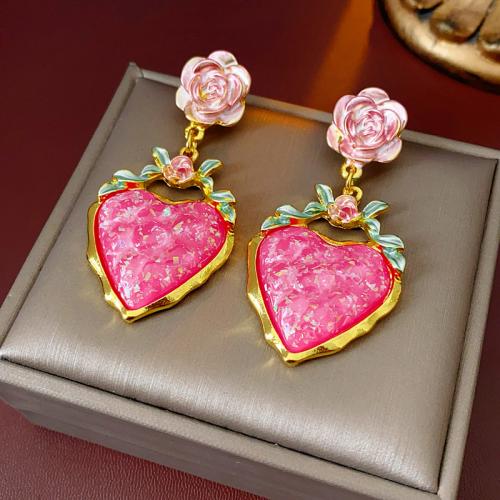 Tibetan Style Drop Earring, with Resin & Plastic Pearl, plated, different styles for choice & for woman & with rhinestone, earring length 29-59mm, Sold By Pair