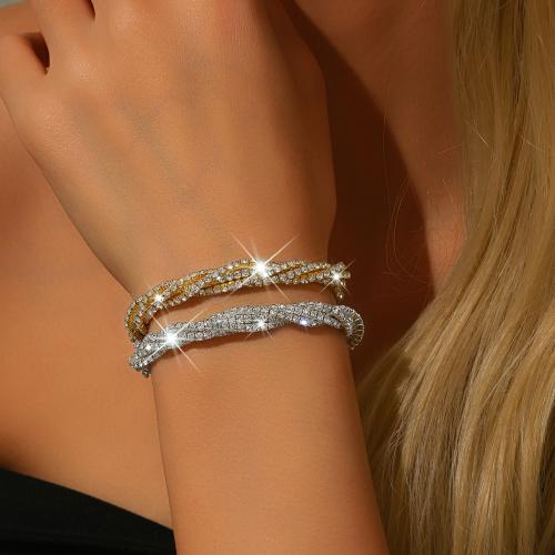 alliage de zinc bracelet, Placage, pour femme & avec strass, plus de couleurs à choisir, Vendu par PC