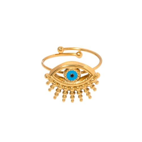 Evil Eye Schmuck Fingerring, 304 Edelstahl, 18K vergoldet, für Frau & Emaille & hohl, verkauft von PC