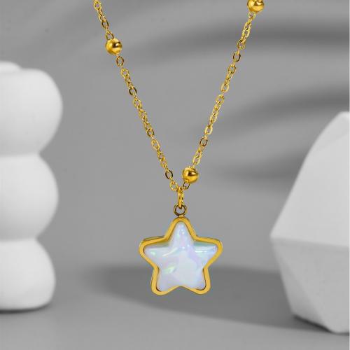 Stainless Steel Jewelry Necklace, 304 Stainless Steel, with Acrylic, Vacuum Ion Plating, fashion jewelry & for woman, golden, Length:Approx 40 cm, Sold By PC