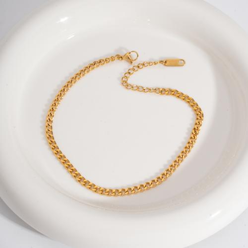 Anklet de acero inoxidable, acero inoxidable 304, chapado, Joyería & diferentes estilos para la opción & para mujer, dorado, Vendido por UD