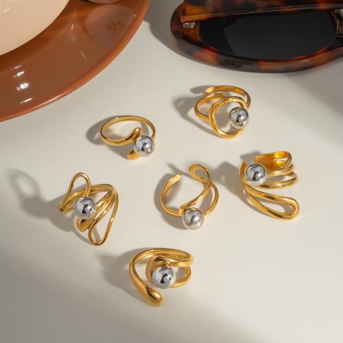 Stainless Steel Finger Ring, 304 Stainless Steel, plated, different styles for choice & for woman & two tone, Sold By Pair