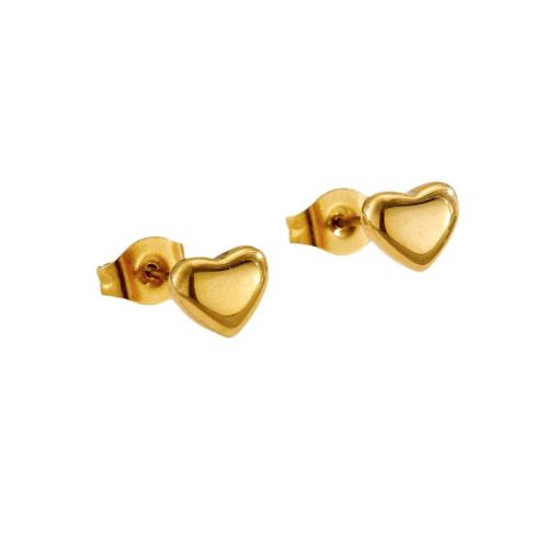 Stainless Steel Stud Earrings, 304 Stainless Steel, Heart, plated, fashion jewelry & for woman, more colors for choice, 10x10x10mm, Sold By Pair