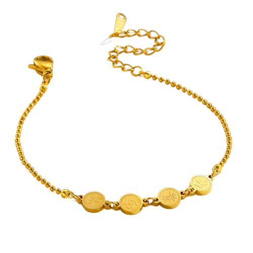 Edelstahl Schmuck Armband, 304 Edelstahl, plattiert, Modeschmuck & für Frau, goldfarben, Länge:ca. 16 cm, verkauft von PC